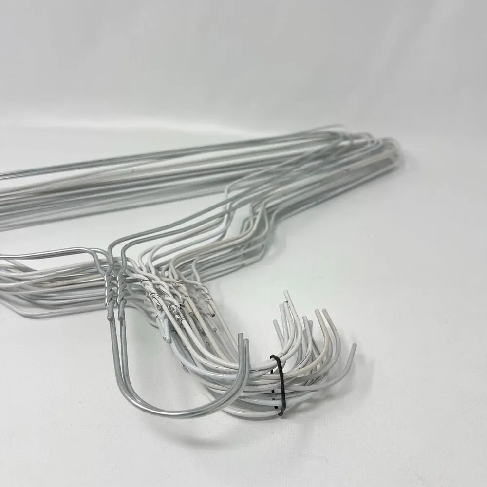 White Silver Lot Vintage Wire Metal Clothes Clothing Hangers Dresses Shirts MCM